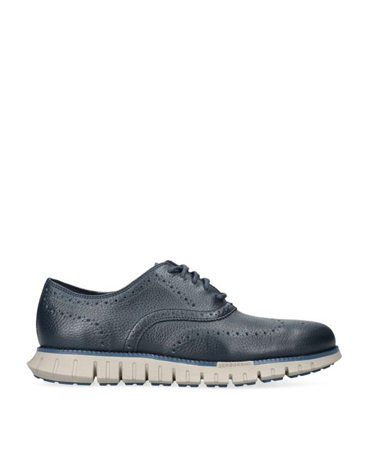 Cole Haan Blue Leather Zerøgrand Wingtip Oxford Shoes for men