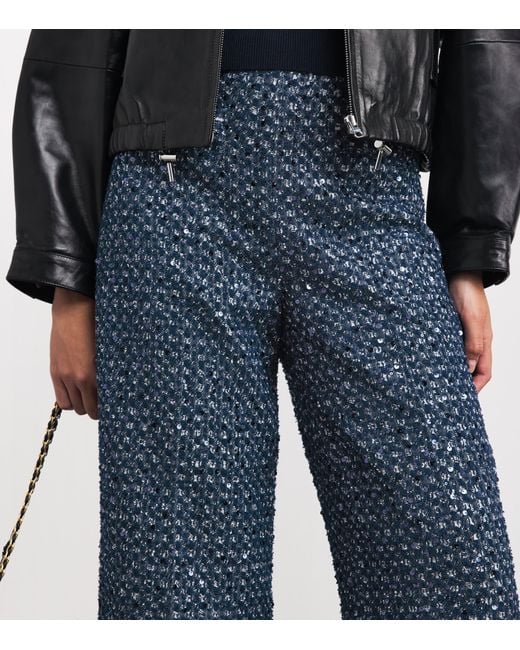 Sandro Blue Sequinned Tailored Trousers
