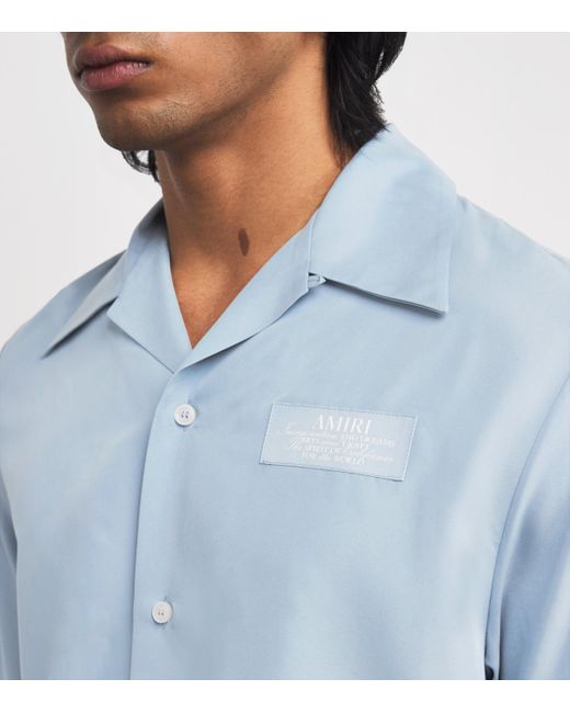 Amiri Blue Cotton Spirit Bowling Shirt for men