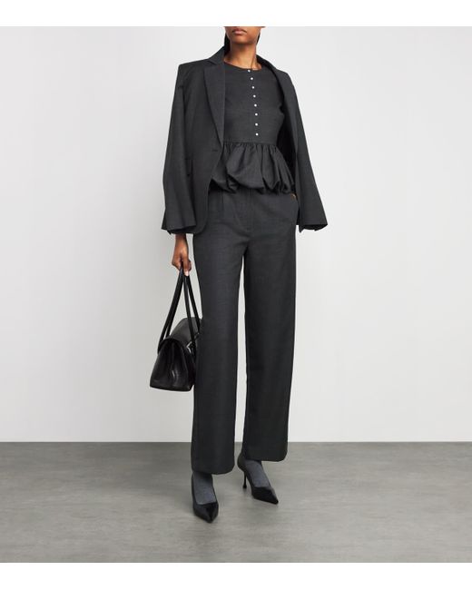 Claudie Pierlot Black Long-Sleeve Peplum Shirt