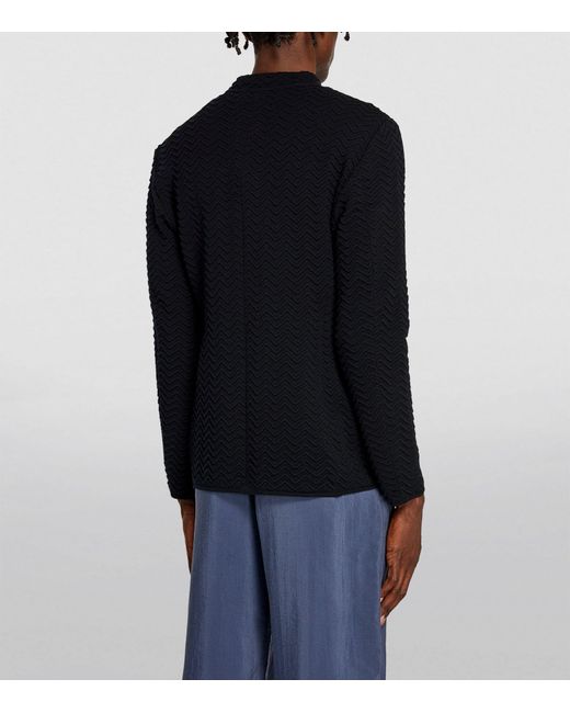 Giorgio Armani Blue Wool-blend Zigzag Cardigan for men