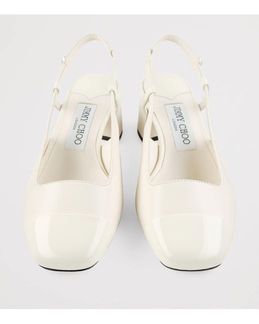 Jimmy Choo White Elisa 45 Leather Slingback Pumps