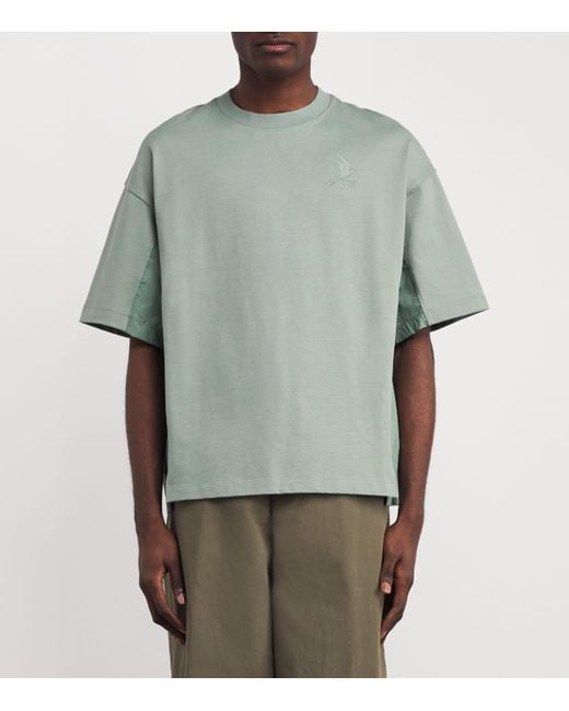 66 North Green Cotton Technical-Trim Hybrid Kría T-Shirt for men