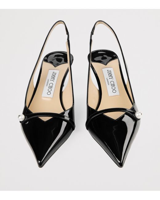 Jimmy Choo Black Amita 45 Leather Slingback Pumps