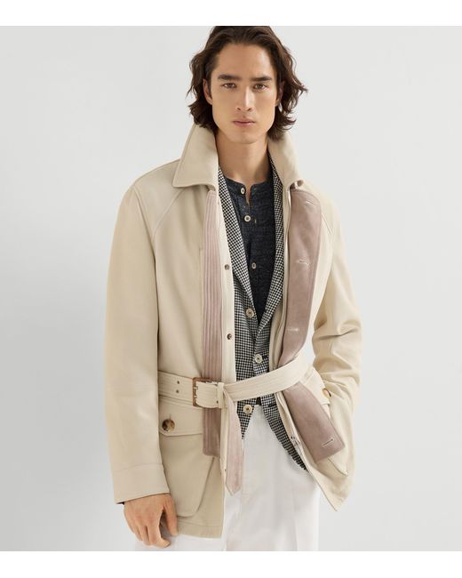 Brunello Cucinelli Natural Safari Leather Jacket for men