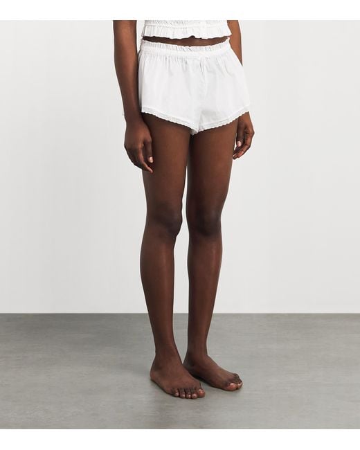 Skims White Cotton-Blend Poplin Apparel Shorts