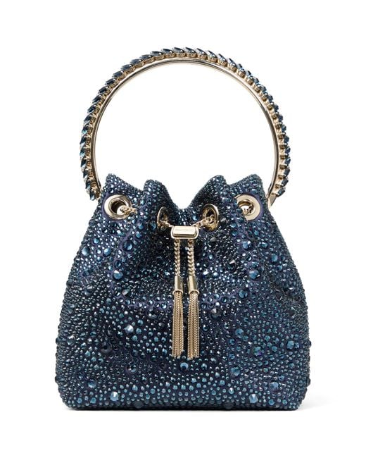 Jimmy Choo Blue Embellished Bon Bon Top-Handle Bag
