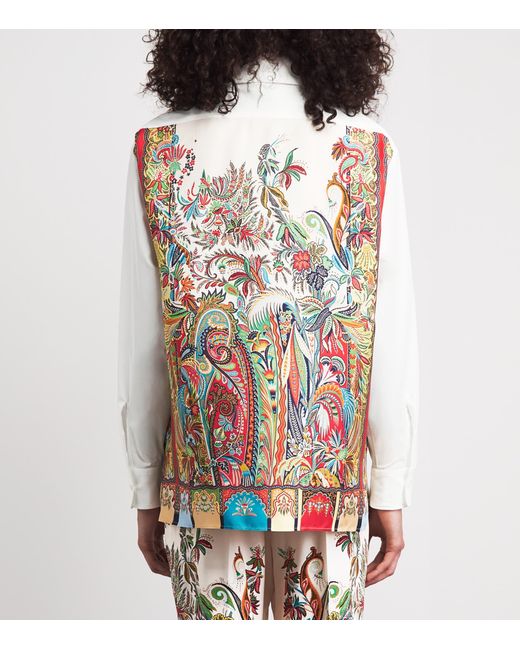 Etro White Cotton-Silk Floral-Print Shirt