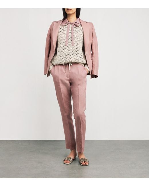 Eleventy Pink Linen Drawstring Trousers