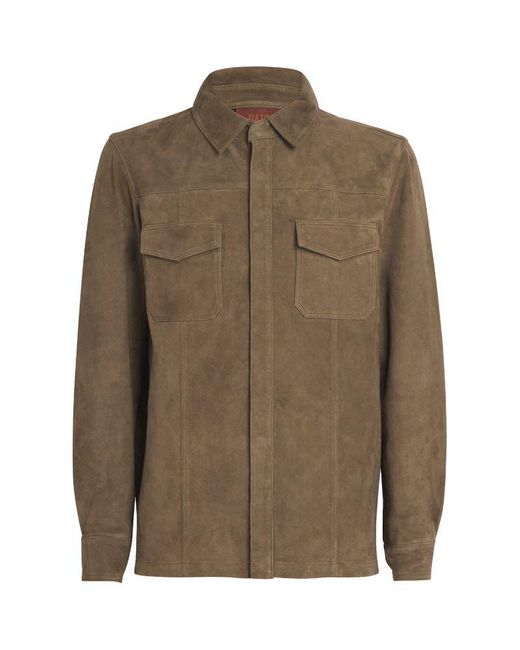 PAIGE Green Suede Overshirt for men