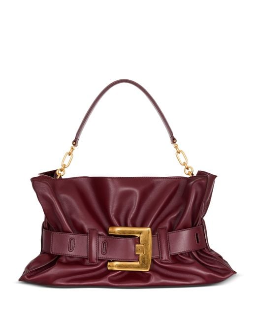 Balmain Purple Medium Leather Anthem Shoulder Bag