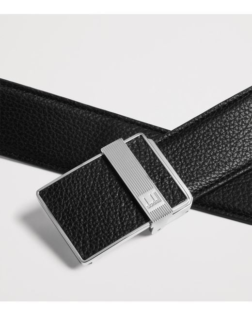 Dunhill Black Leather Automatic Longtail Buckle Belt for men