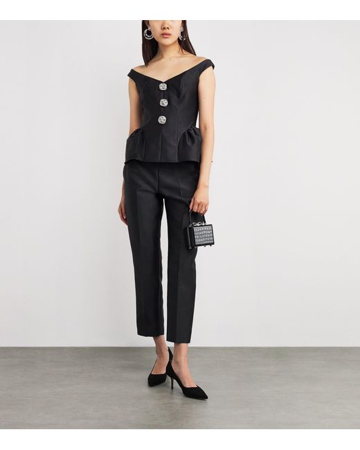 Roland Mouret Gray Crepe Cady Straight Trousers