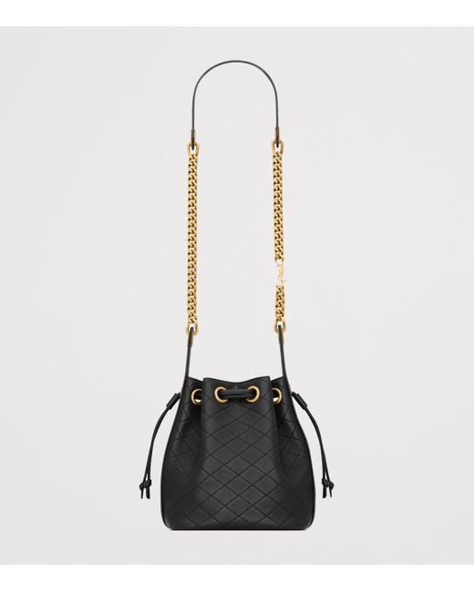 Saint Laurent Black Small Cassandre Bucket Bag