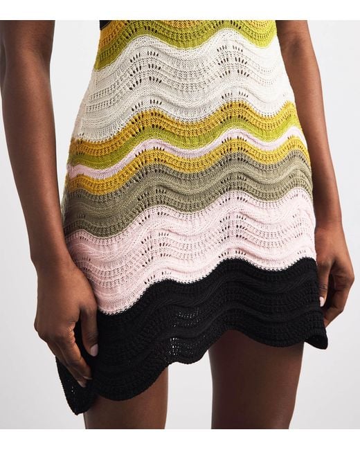 LaDoubleJ Yellow Cotton Knitted Chevron Mini Dress