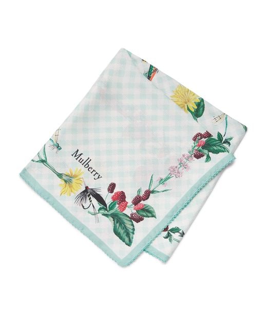 Mulberry Blue Organic Silk Riverside Square Scarf