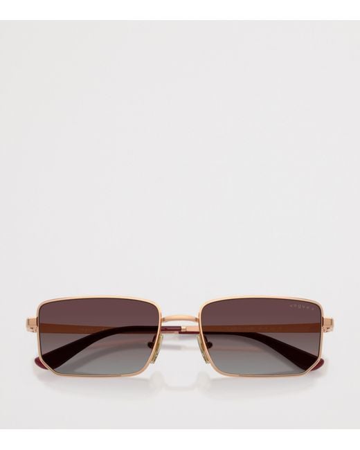 Vogue Pink Metal Rectangular Sunglasses