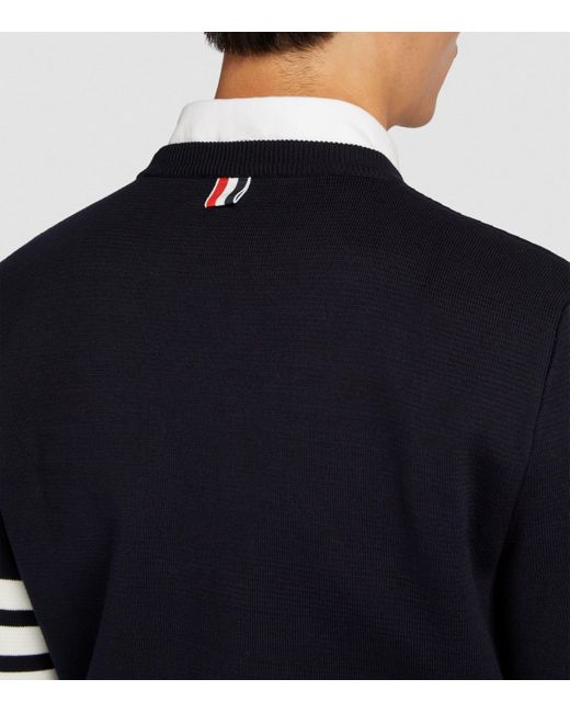 Thom Browne Blue 4-Bar Stripe Sweater for men