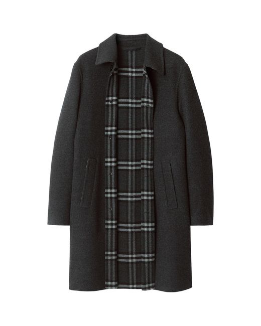 Burberry Black Wool Mid-Length Car Coat for men