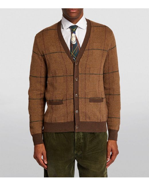 Polo Ralph Lauren Merino Wool Check Print Cardigan in Brown for Men | Lyst  Canada