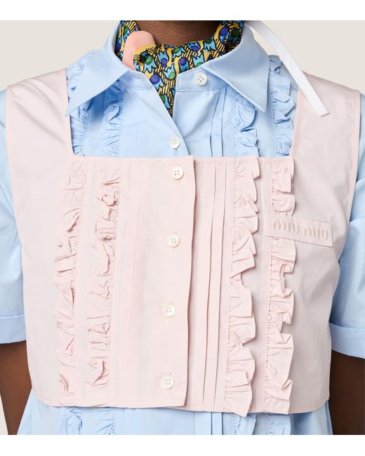 Miu Miu Pink Cotton Ruffled Crop Top