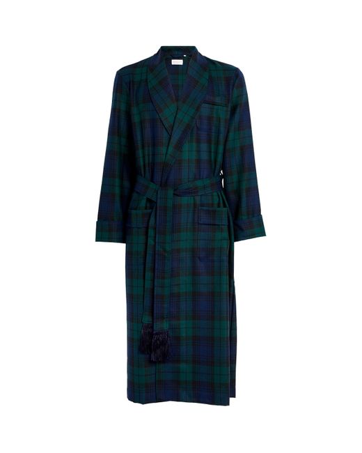 Derek Rose Blue Wool Tartan Robe for men