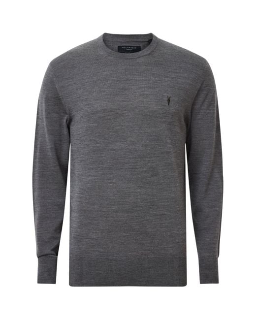AllSaints Gray Merino Wool Mode Sweater for men