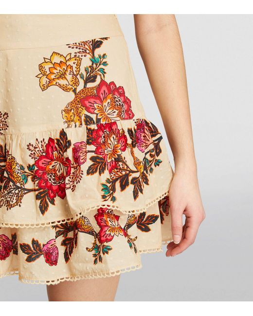 Farm Rio Tiered Floral Leopard Print Skirt