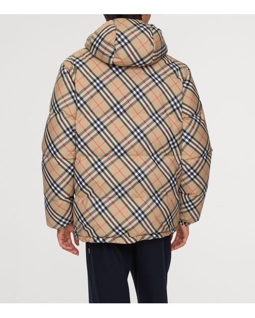 Burberry Black Down Reversible Check Puffer Jacket for men