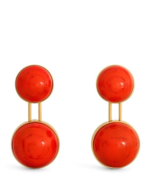 Alaïa Red Small Sphere Pendant Drop Earrings
