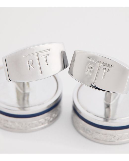 Tateossian White Palladium-Plated Septa Gear Cufflinks for men