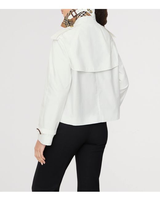 Burberry White Cropped Mayfair Trench Jacket