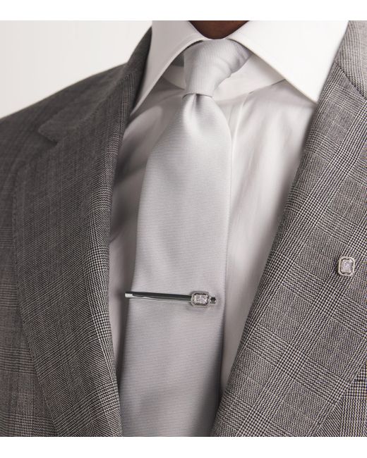 Tateossian Metallic Rhodium-Plated And Cubic Zirconia Halo Tie Clip for men