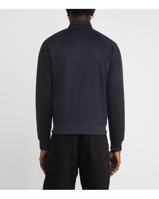 Fred Perry Blue Contrast-Tape Track Jacket for men