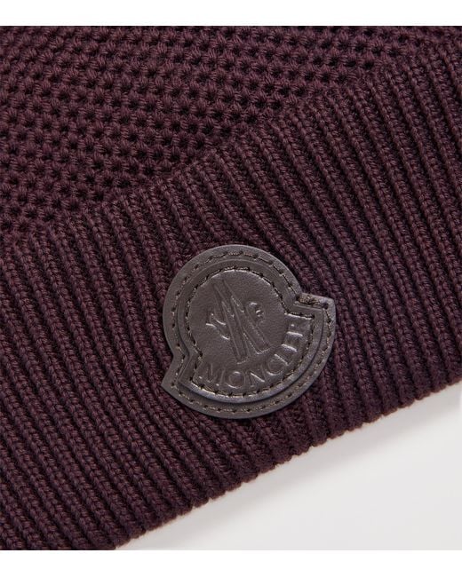 Moncler Purple Wool Logo Beanie for men
