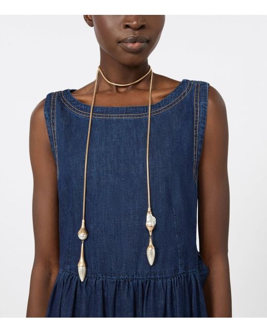 Weekend by Maxmara White Faux Pearl Wraparound Necklace