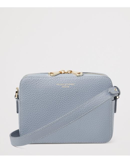 Aspinal Gray Leather Camera Crossbody Bag
