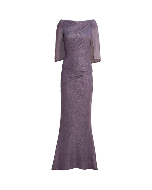 Talbot Runhof Purple Cape-sleeve Maxi Dress