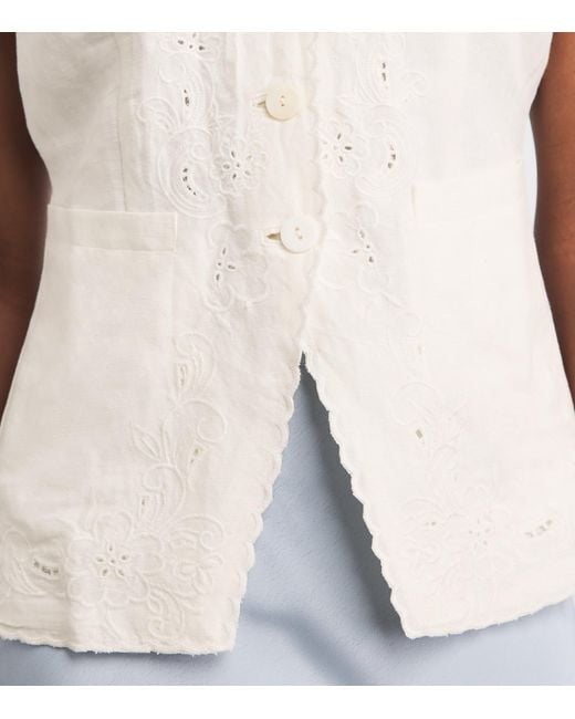 Rixo White Cutwork Embroidery Jesse Waistcoat