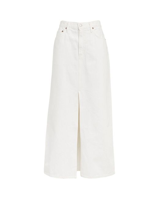 Agolde White Denim Leif Maxi Skirt