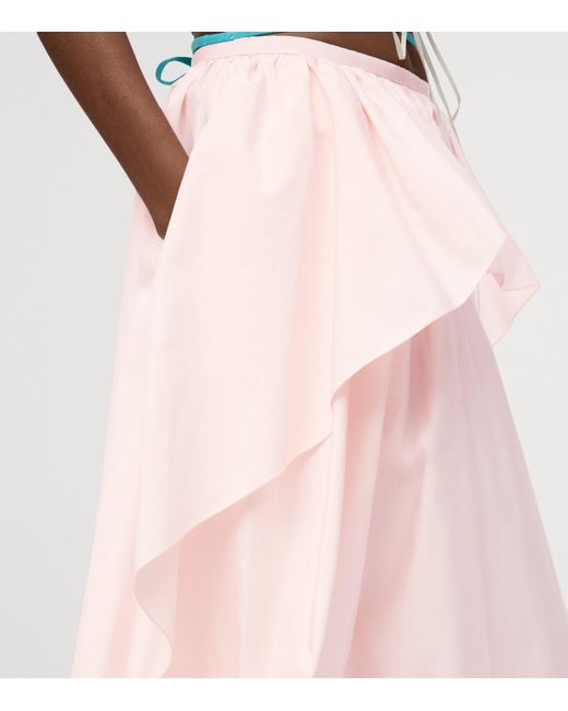 Loewe Pink X Paula's Ibiza Cotton Draped Midi Skirt