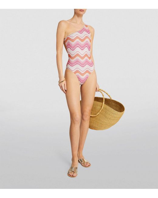 Missoni Pink One-shoulder Zigzag Swimsuit