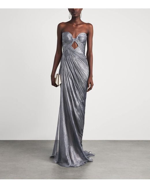 Maria Lucia Hohan Gray Silk Strapless Zephyra Gown