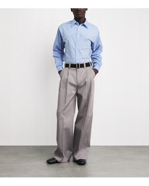 Maison Margiela Blue Cotton Panel Shirt for men