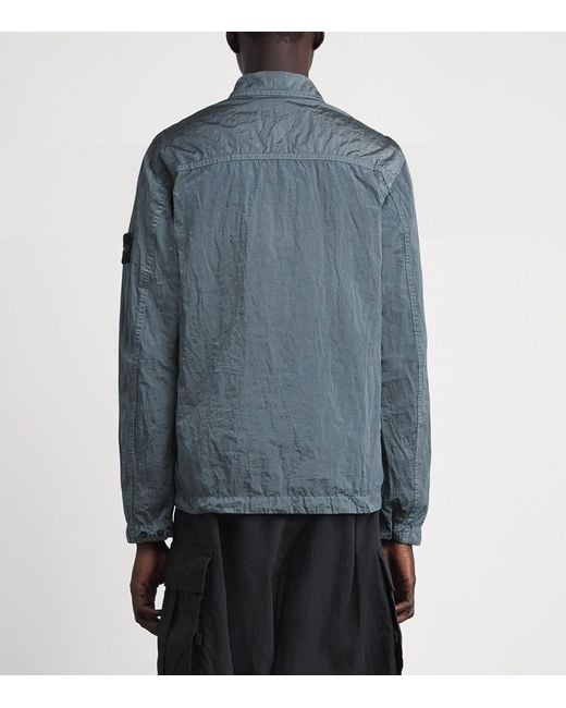 Stone Island Blue Nylon Metal Overshirt for men