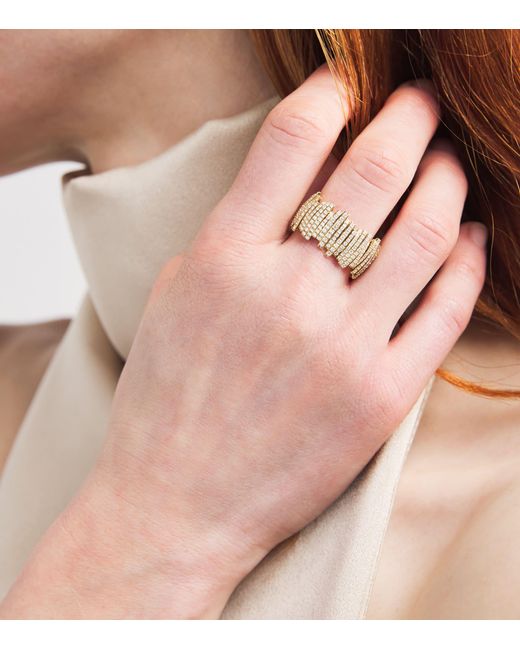 Suzanne Kalan Metallic And Diamond Classic Full Pave Deco Ring