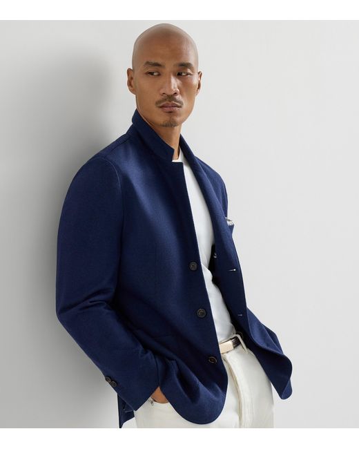Brunello Cucinelli Blue Cashmere Jersey Blazer for men