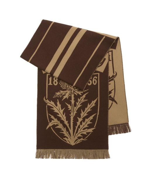 Burberry Brown Wool Thistle Shield Scarf