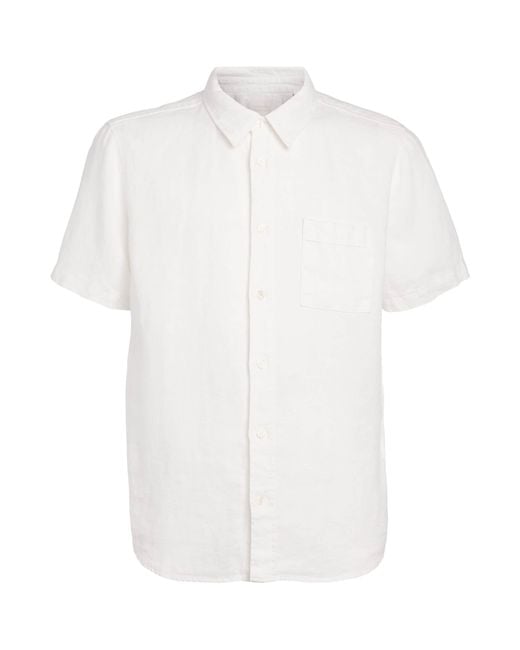 Citizens of Humanity White Linen Short-Sleeve Cairo Shirt for men