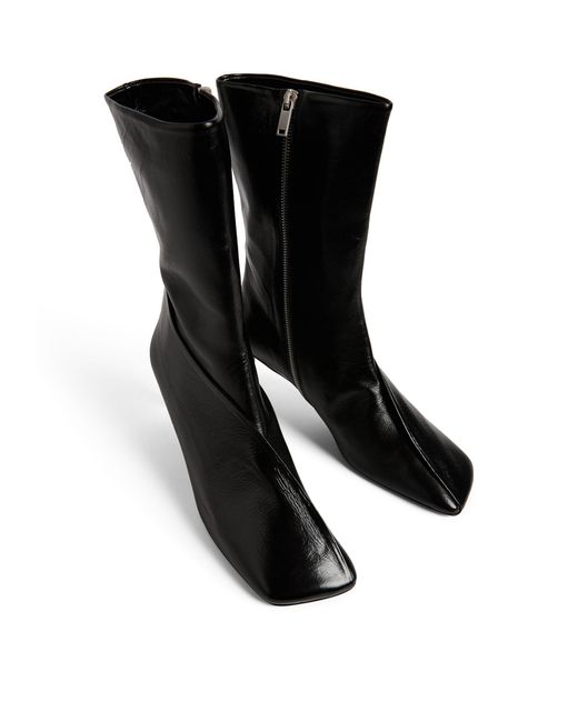 Jil Sander Black Leather Ankle Boots 65